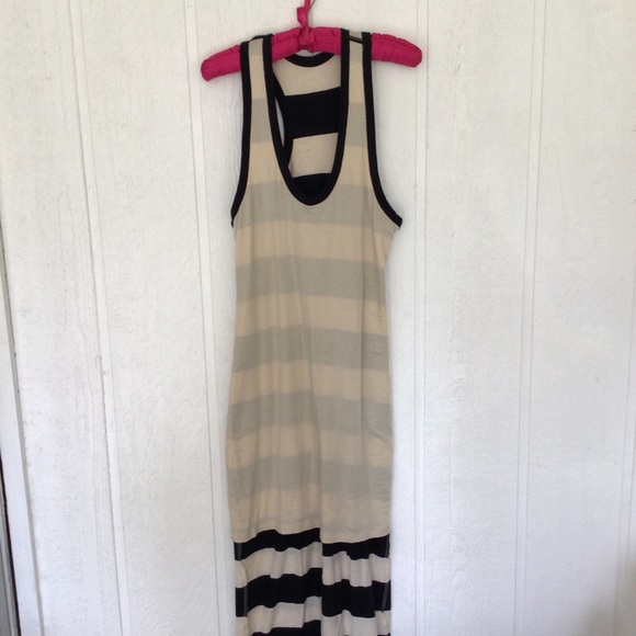 JAMES PERSE BAR STRIPE MIDI TANK DRESS IN NATURAL AND BLACK MEDIUM LARGE - Picture 11 of 12